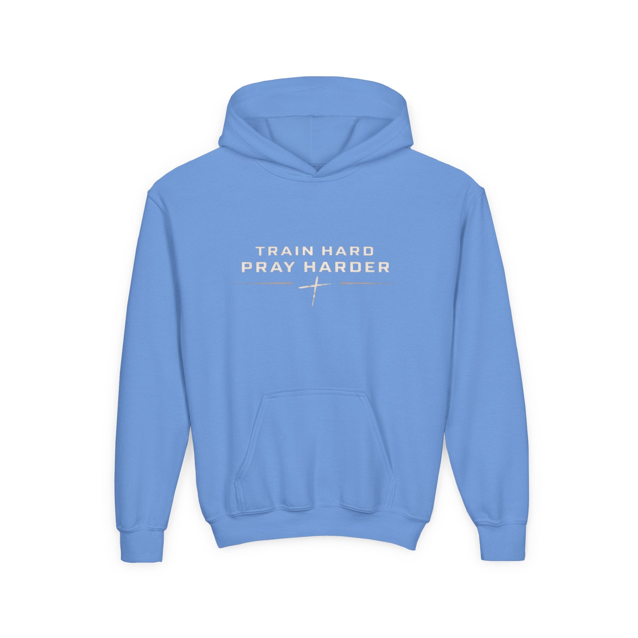 Youth Hoodie - "TrainHard. PrayHarder"