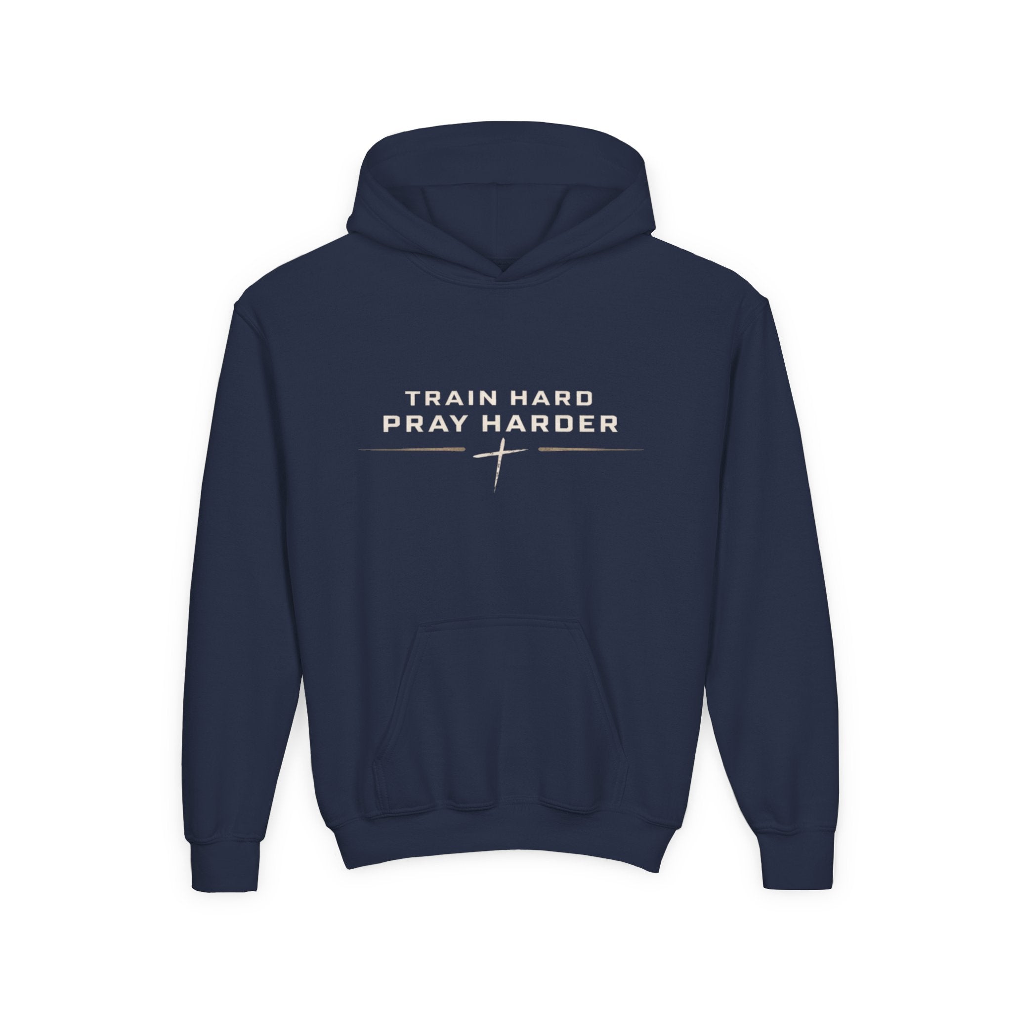 Youth Hoodie - "TrainHard. PrayHarder"