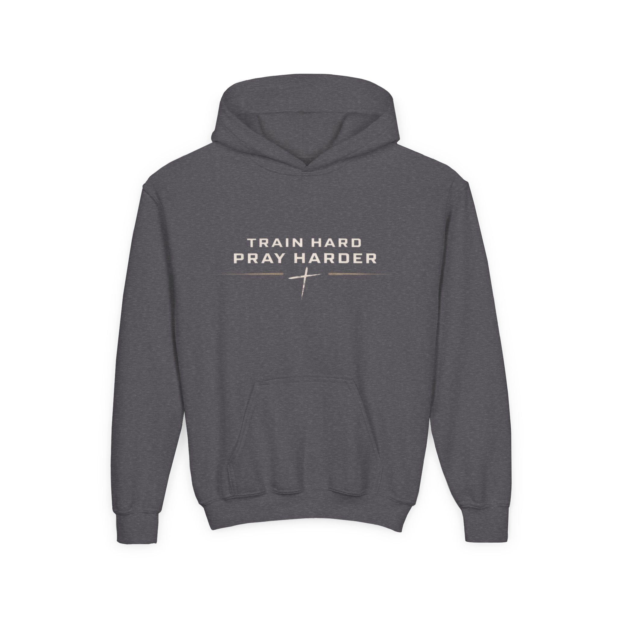 Youth Hoodie - "TrainHard. PrayHarder"