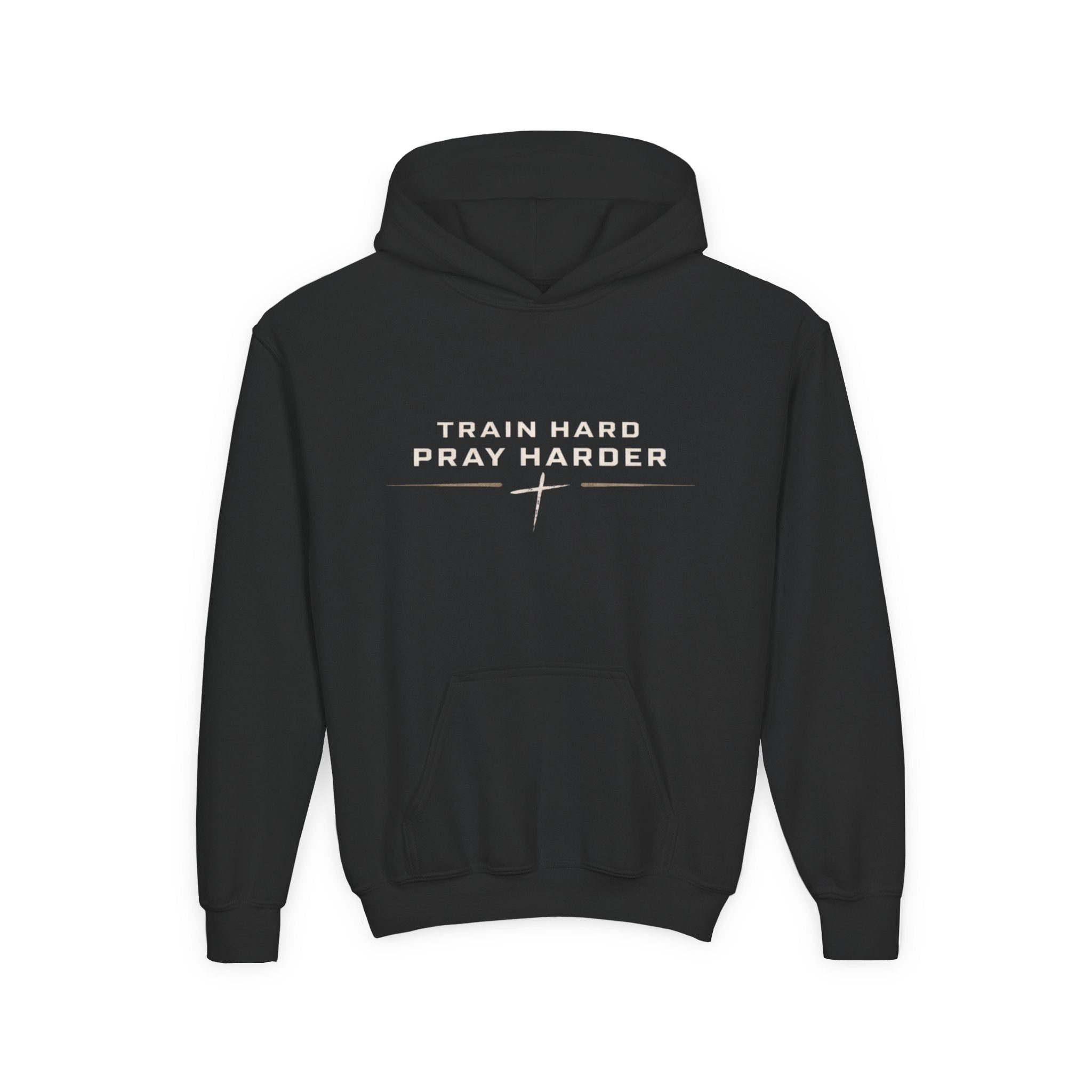 Youth Hoodie - "TrainHard. PrayHarder"